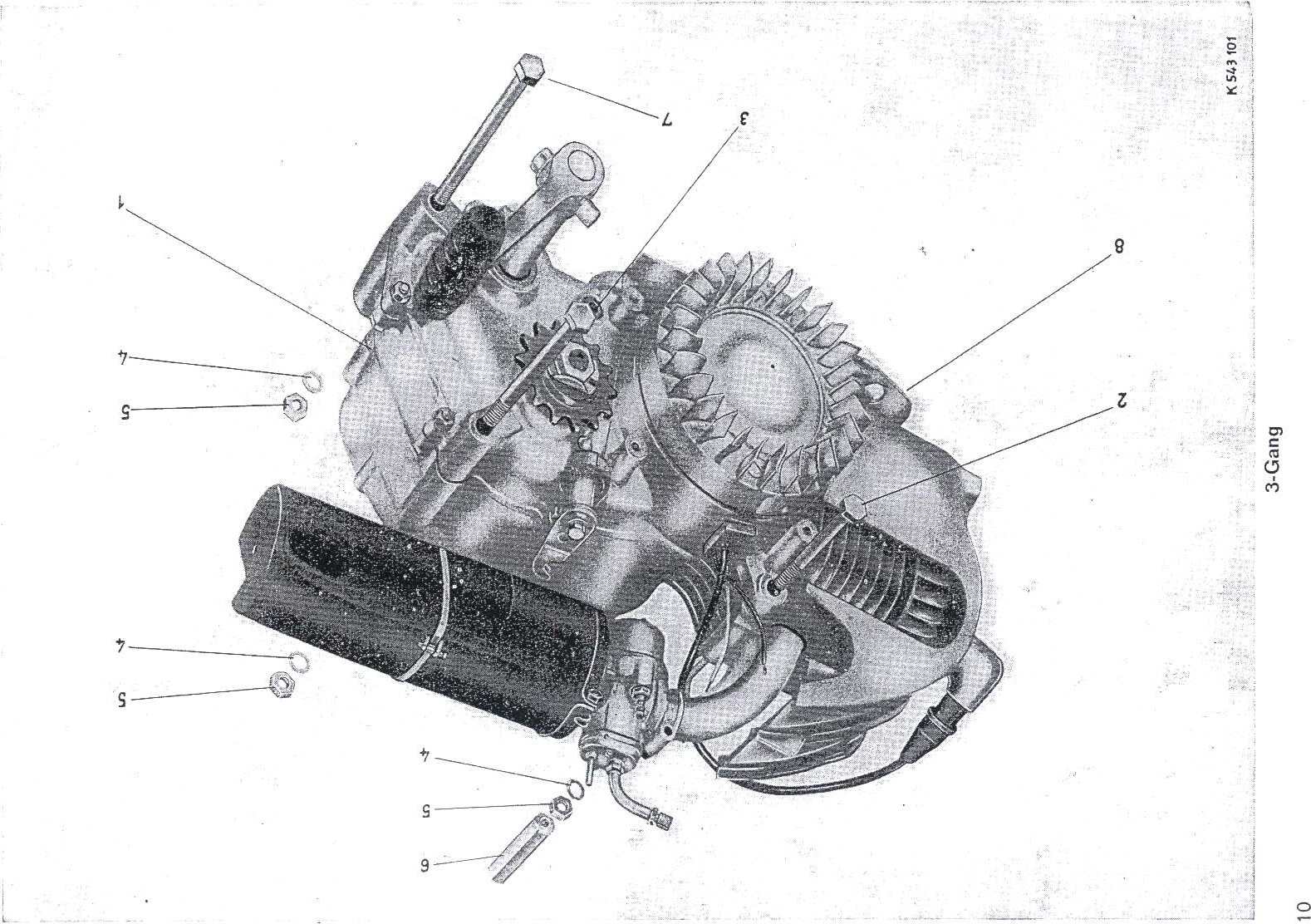 Explosietekening Motor Kreidler Florett Eitank (K53/K54) t/m 1966
