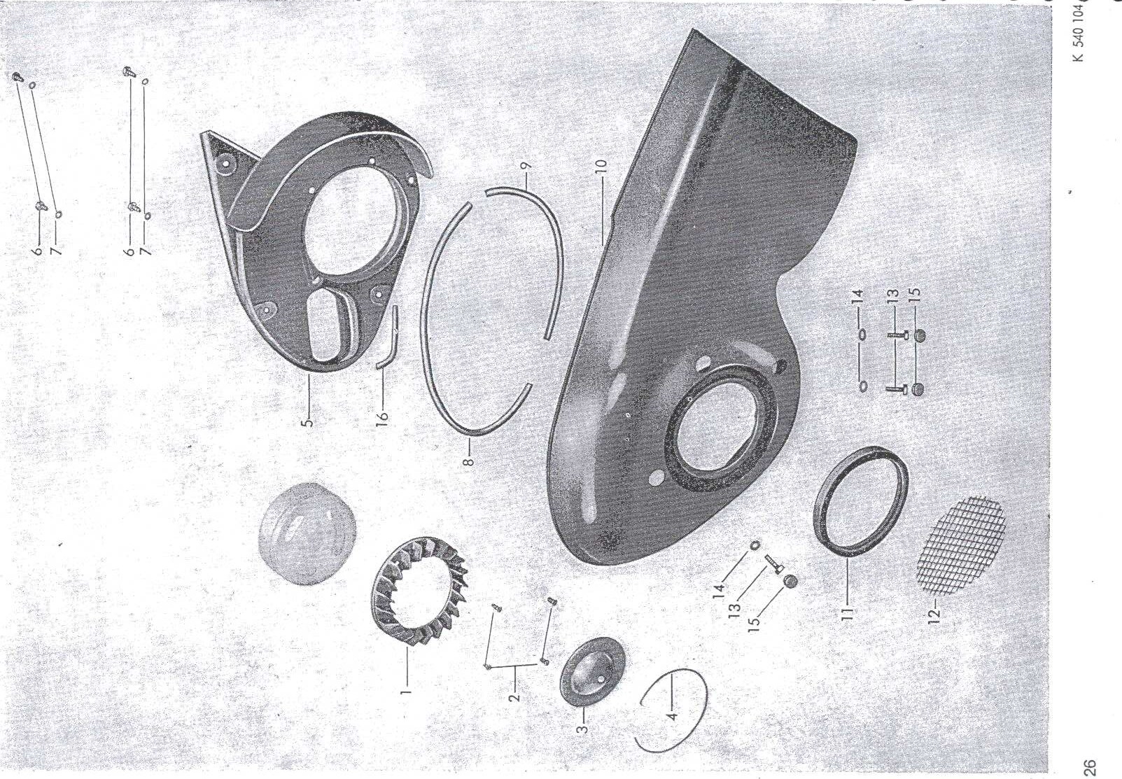 Explosietekening Luftführung Kreidler Florett Eitank (K53/K54) t/m 1966