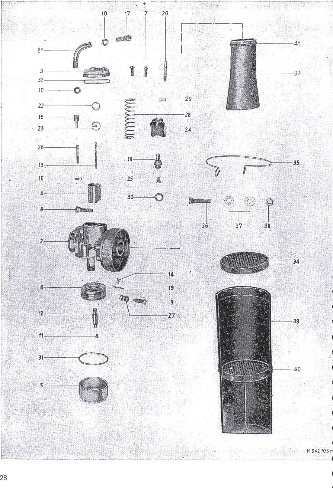Explosietekening Vergaser 16 ® Kreidler Florett Eitank (K53/K54) t/m 1966