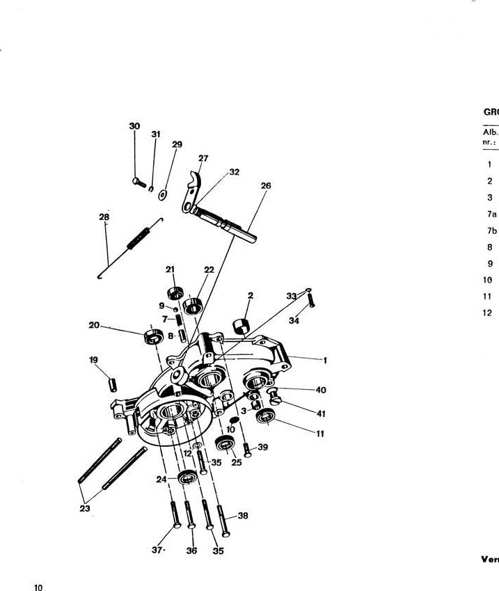 Explosietekening Carterhelft links Kreidler Florett 1963-1969 (Eitank, tussenmodel en buffeltank)