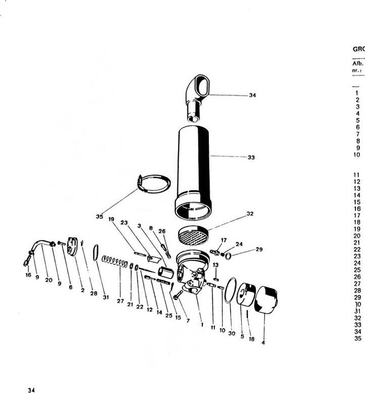 Explosietekening Carburateur 1 / 10 / 77 Kreidler Florett 1963-1969 (Eitank, tussenmodel en buffeltank)