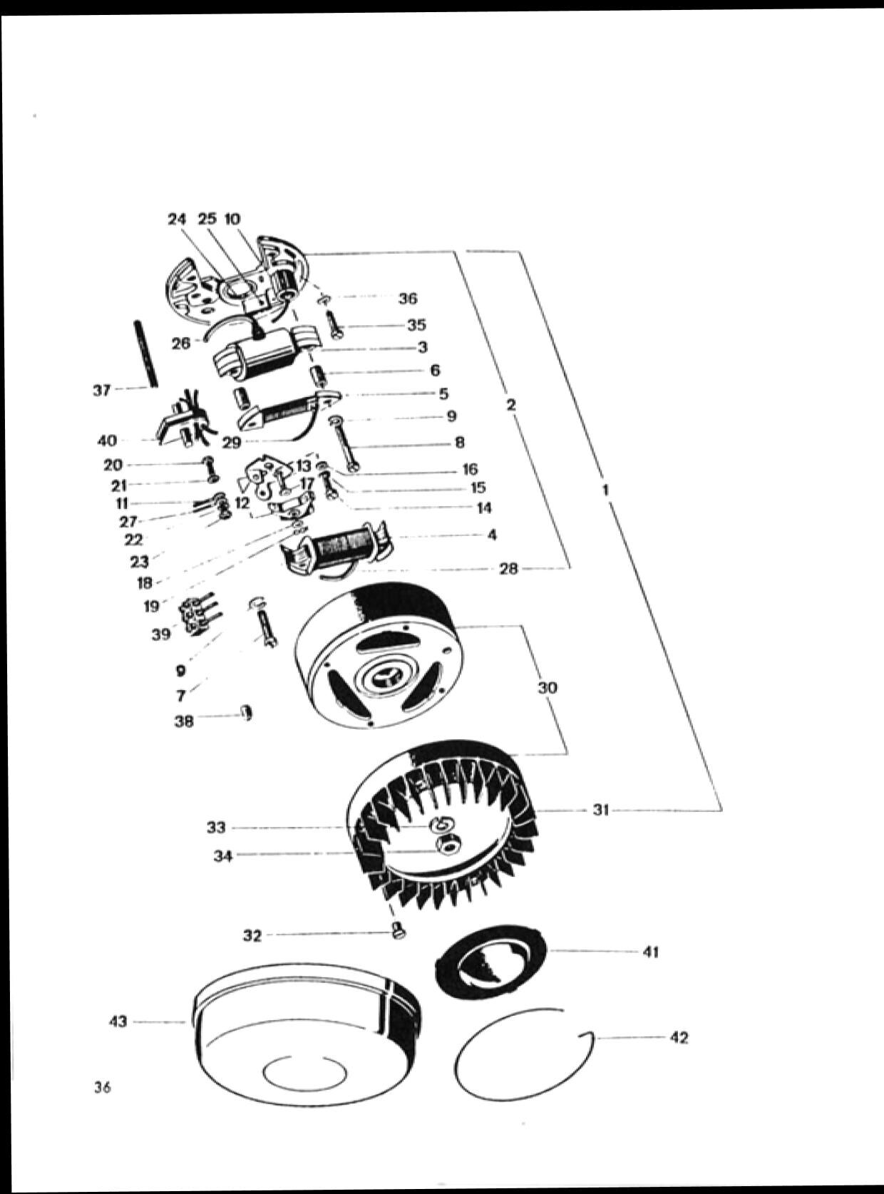 Explosietekening Ontstekingsinrichting 22 Kreidler Florett 1963-1969 (Eitank, tussenmodel en buffeltank)