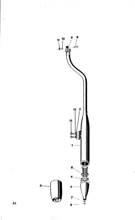 Explosietekening Uitlaat Kreidler Florett 1963-1969 (Eitank, tussenmodel en buffeltank)