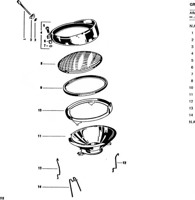 Explosietekening Verlichting (2) Kreidler Florett 1963-1969 (Eitank, tussenmodel en buffeltank)