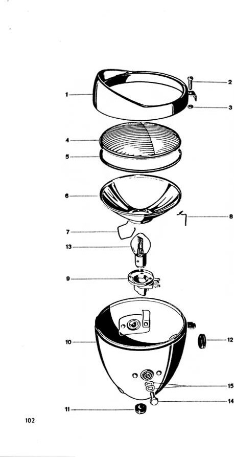 Explosietekening Verlichting kid Kreidler Florett 1963-1969 (Eitank, tussenmodel en buffeltank)