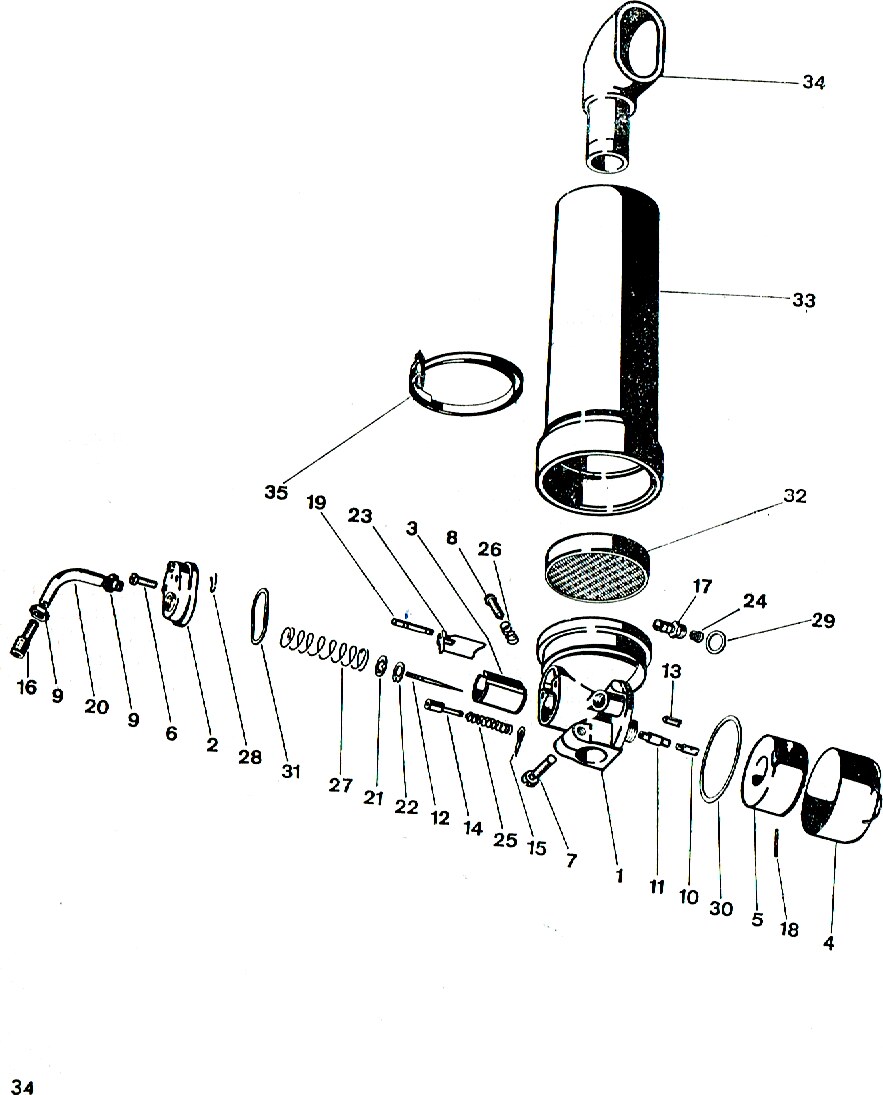 Explosietekening Carburateur 1 / 10 / 77 en 1 / 12 / 237 Kreidler Florett bromfiets 1972 (3 en 4 versnellingen)