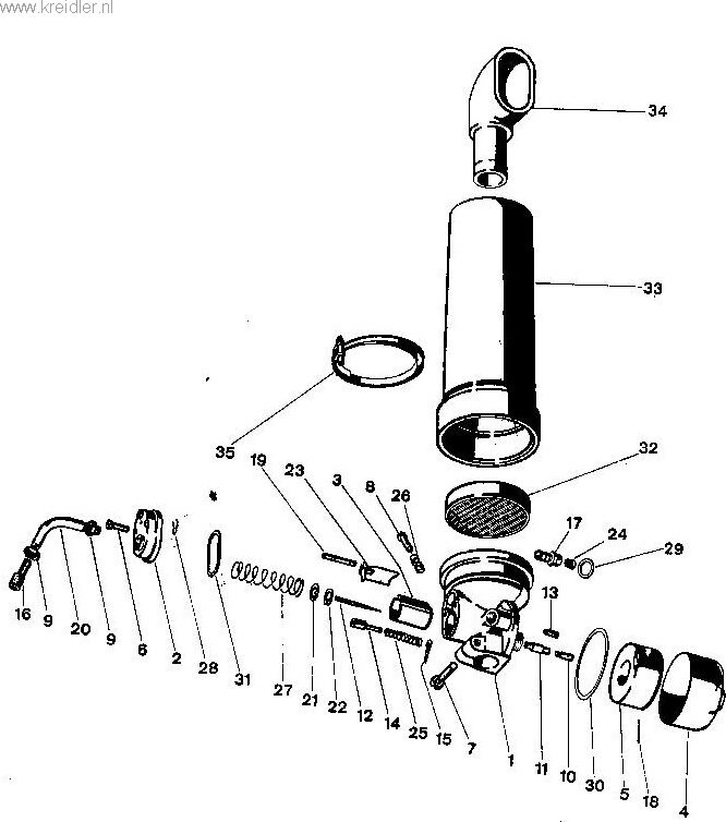 Explosietekening Carburateur 1 / 10 / 77, 1 / 12 / 237 en 1 / T4 / 108 Kreidler Florett vanaf 1974 (RS, RM, RMC, LF, LH)