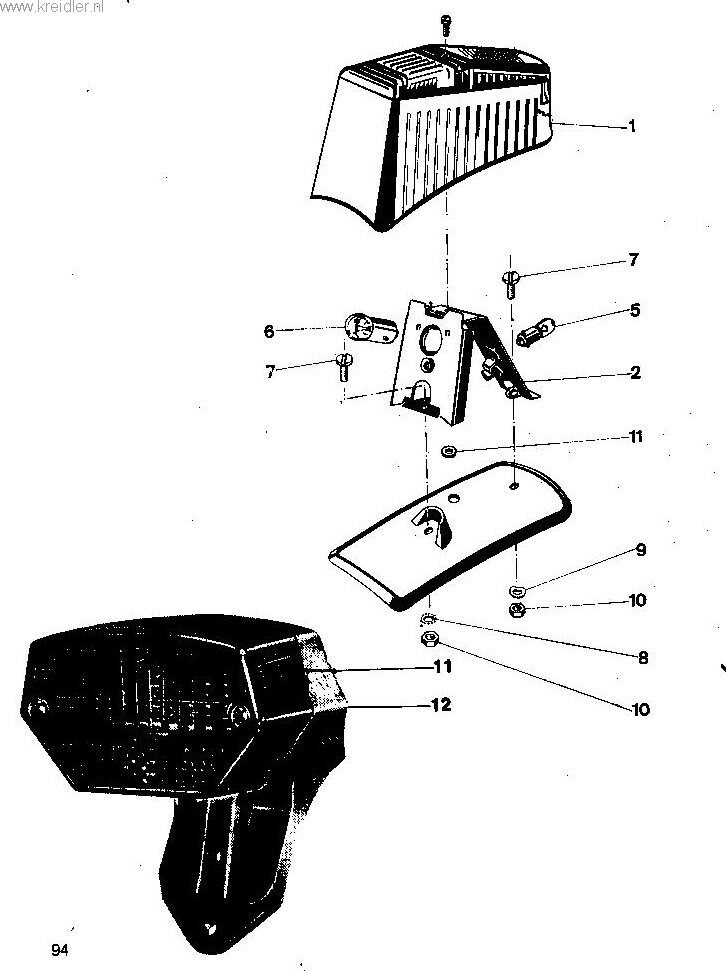 Explosietekening Ghoep: verlichting, achterlicht Kreidler Florett vanaf 1974 (RS, RM, RMC, LF, LH)