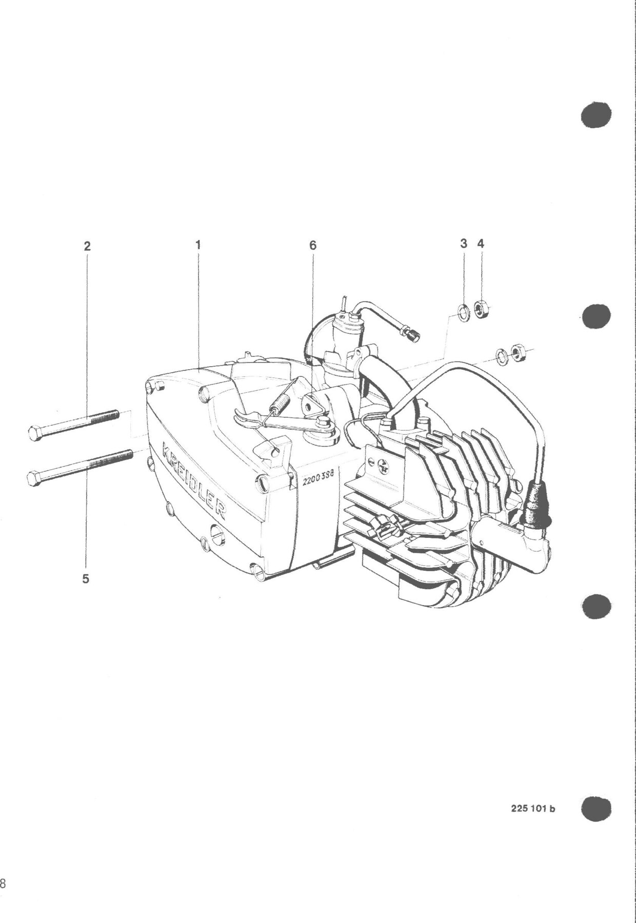 Explosietekening Motor Kreidler Flory MF2/MF4 en Moped MP1/MP2 (1970-1975)