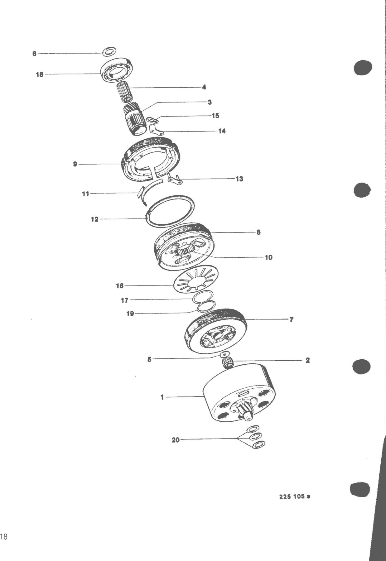 Explosietekening Motor / Kupplung Kreidler Flory MF2/MF4 en Moped MP1/MP2 (1970-1975)