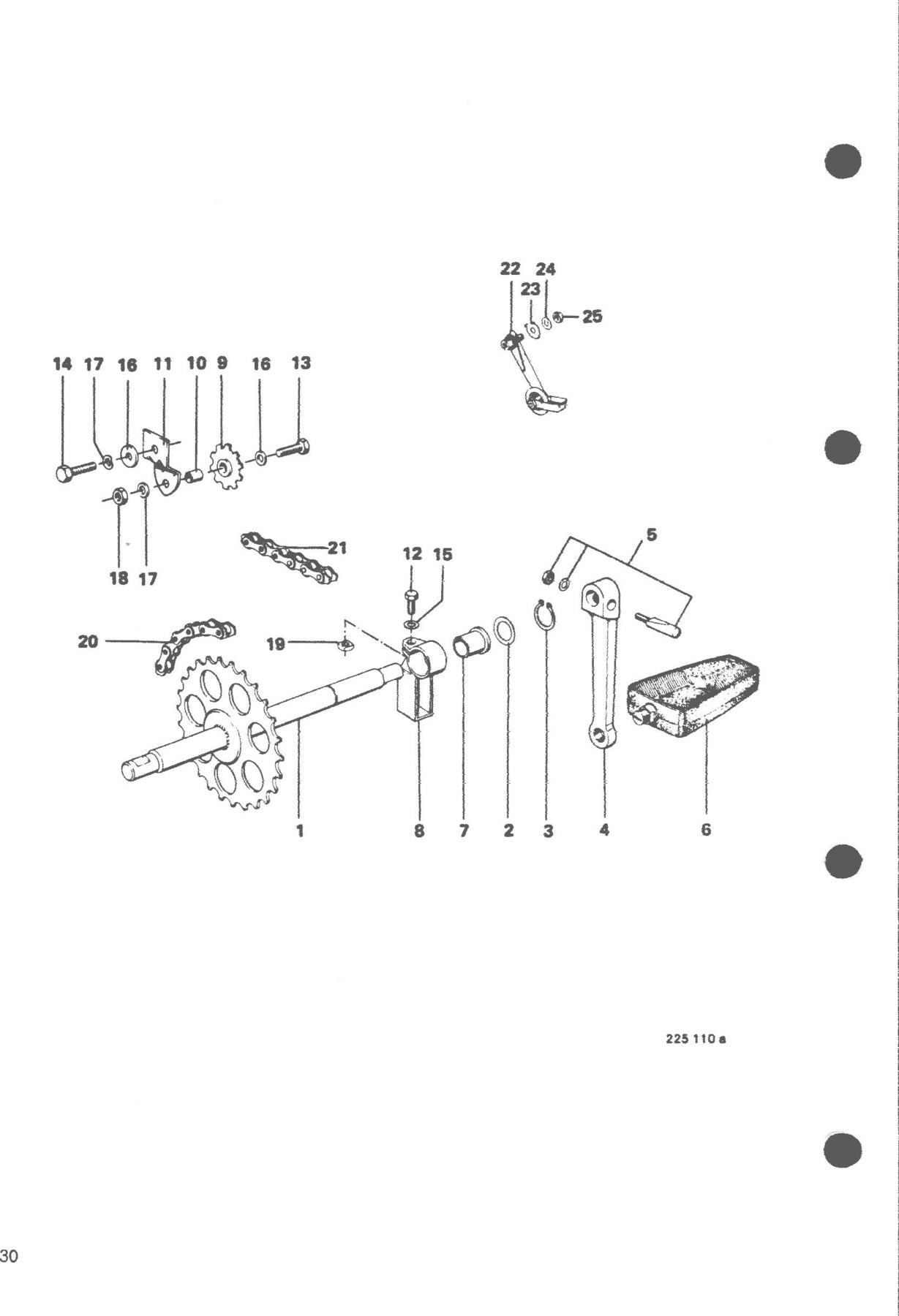 Explosietekening Hauptrahmen / Tretantrieb, Kettenführung (2) Kreidler Flory MF2/MF4 en Moped MP1/MP2 (1970-1975)