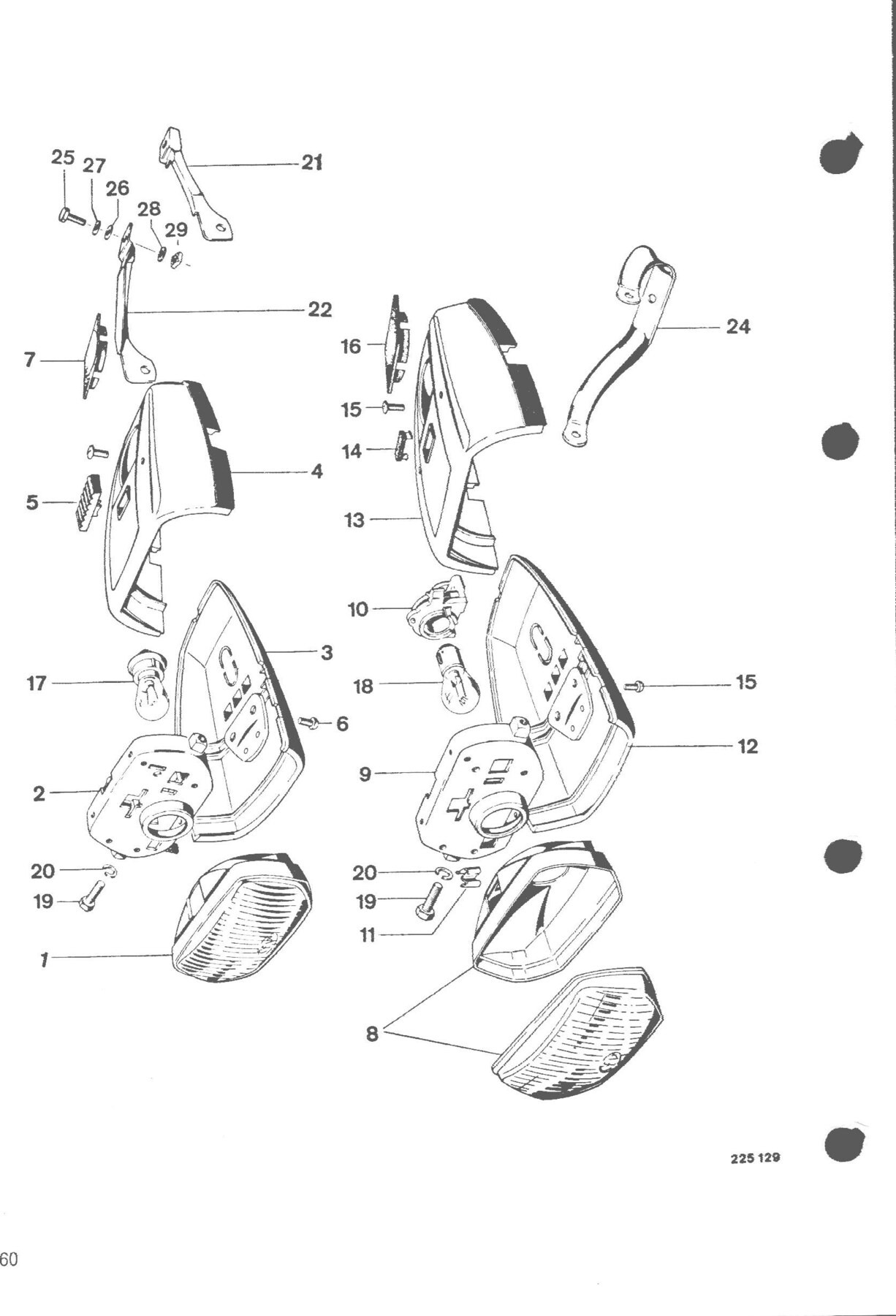 Explosietekening Elektrische Anlage / Scheinwerfer Kreidler Flory MF2/MF4 en Moped MP1/MP2 (1970-1975)