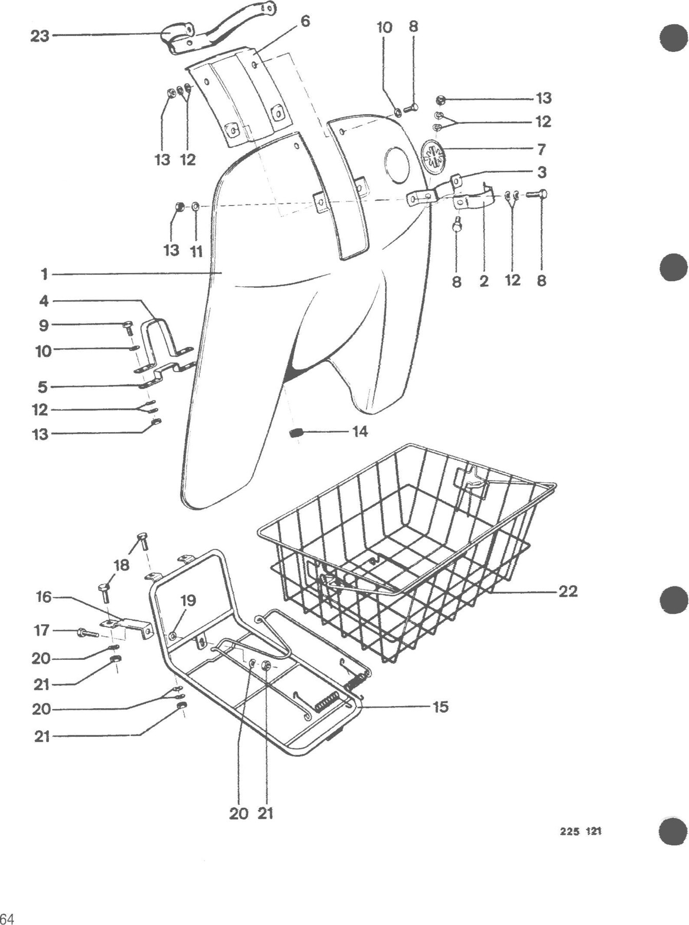 Explosietekening Sonderzubehör / Beinschutz, Gepäckträger vorn Kreidler Flory MF2/MF4 en Moped MP1/MP2 (1970-1975)