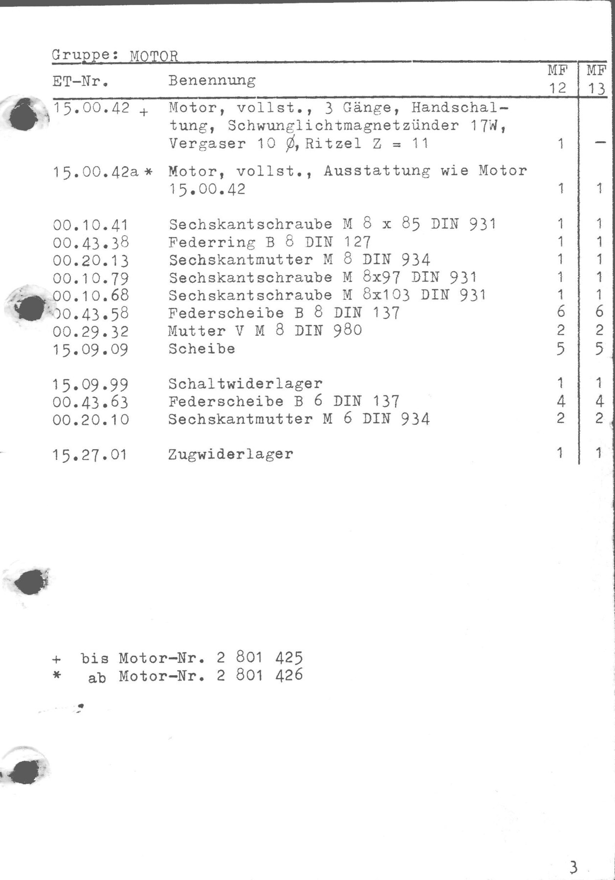 Explosietekening Motor 5 Kreidler Mofa/Moped 2 versnellingen automaat