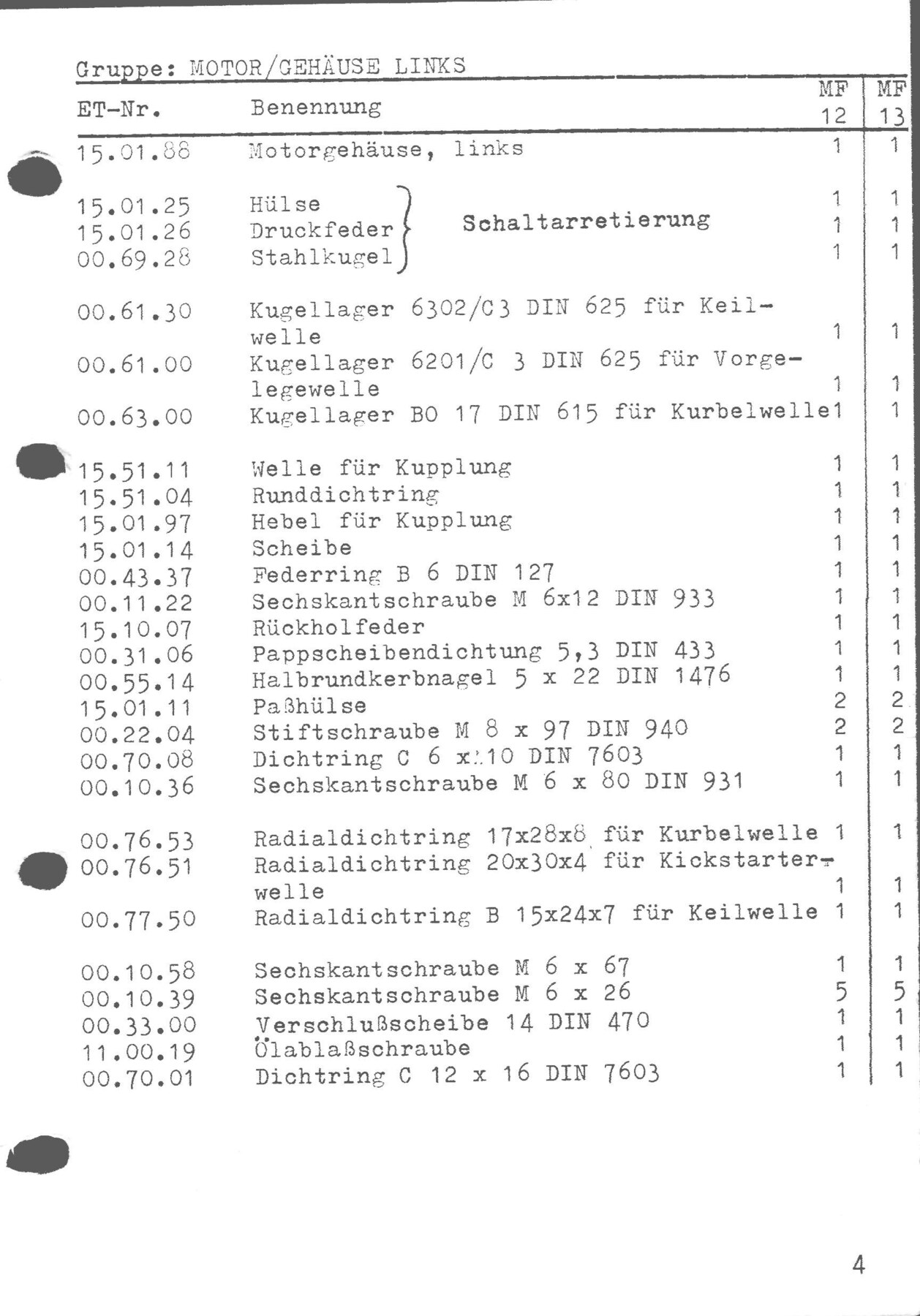 Explosietekening Motor / Gehäuse links Kreidler Mofa/Moped 2 versnellingen automaat