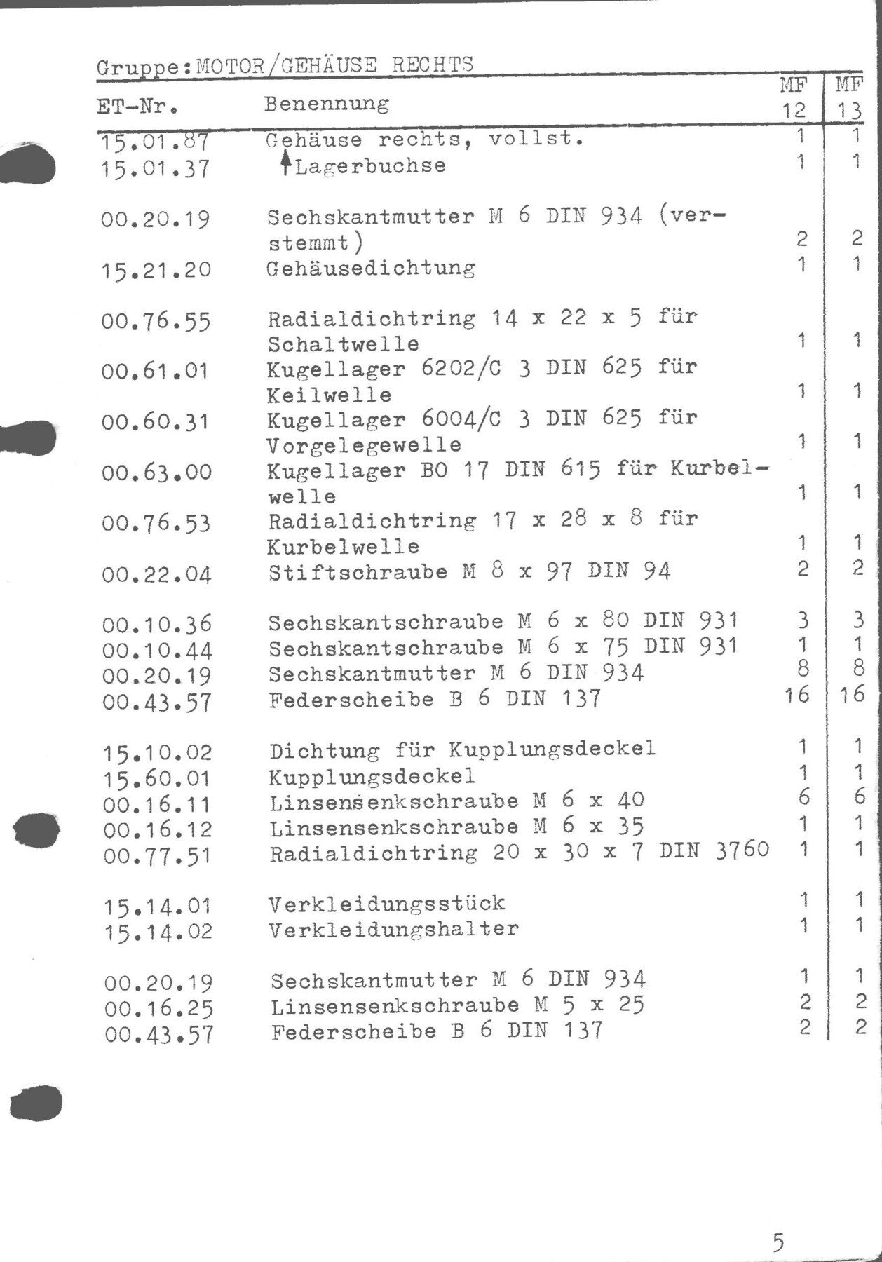 Explosietekening Motor / Gehäuse rechts Kreidler Mofa/Moped 2 versnellingen automaat