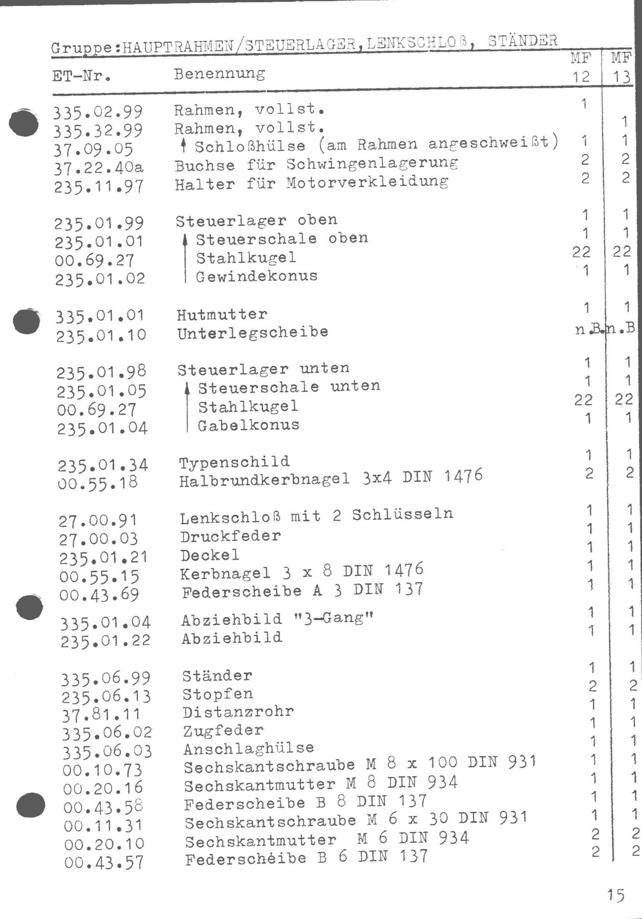 Explosietekening Hauptrahmen / Steuerlager, lenksohlor, stander Kreidler Mofa/Moped 2 versnellingen automaat