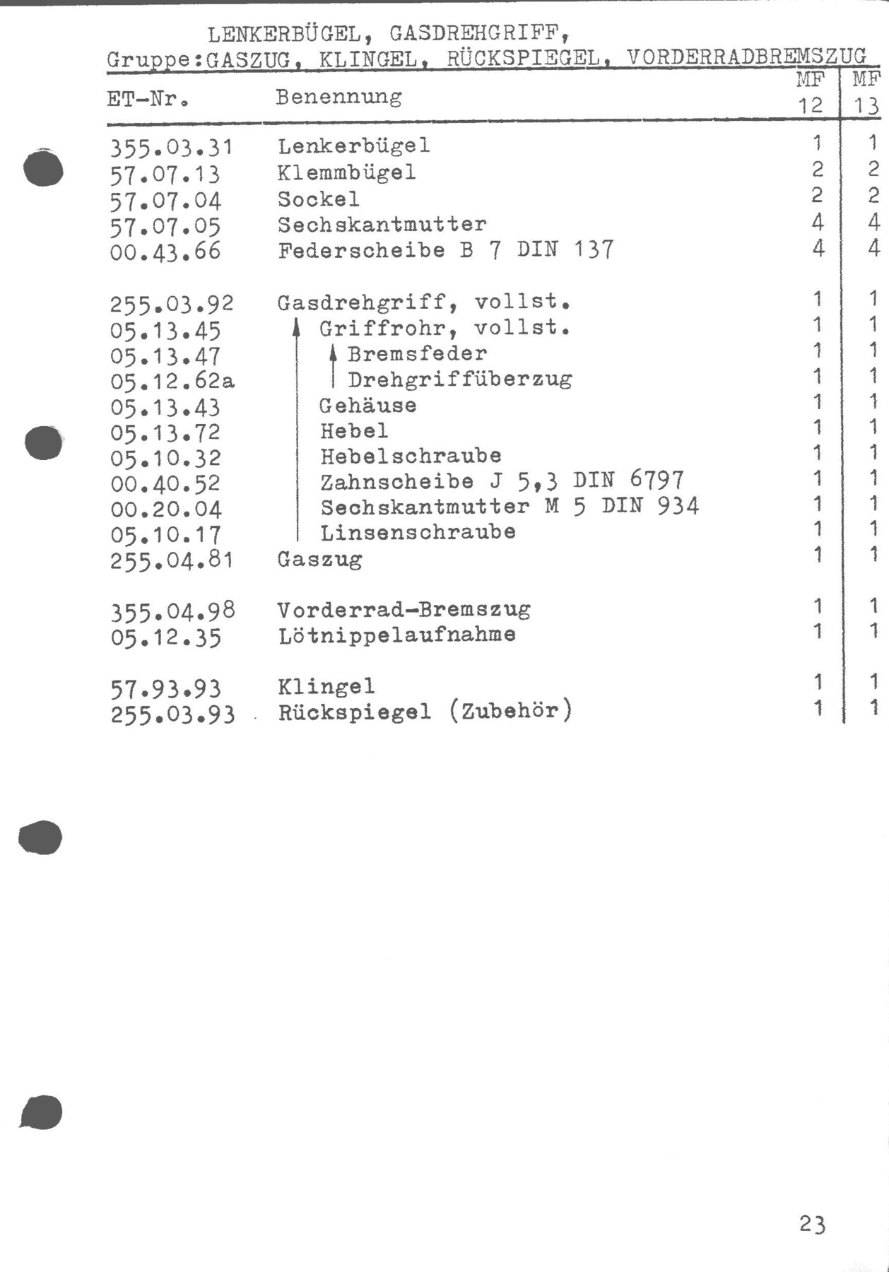 Explosietekening Lenkerbügel, gasdrehgriff Kreidler Mofa/Moped 2 versnellingen automaat