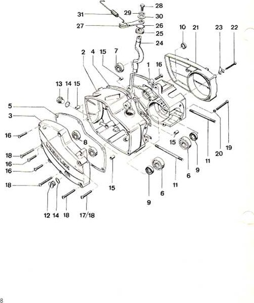 Explosietekening Carterhelften / Koppelingsas ab Kreidler MP3 (1969-1972)
