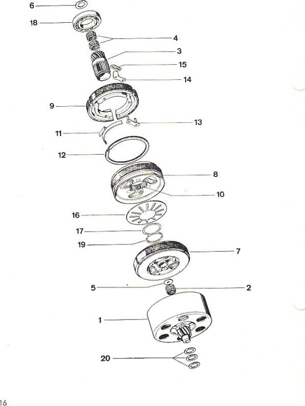 Explosietekening Koppeling Kreidler MP3 (1969-1972)