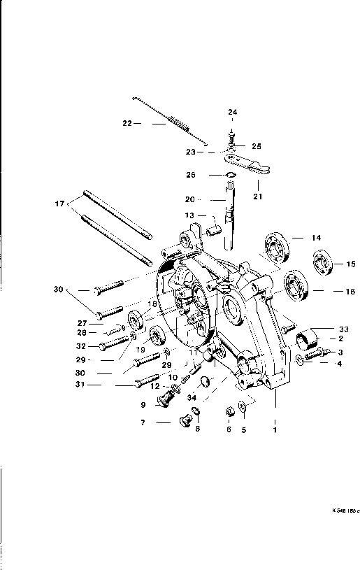 Explosietekening Motor / Gehäuse links Kreidler Florett RS-G, RSH-G en RSH-GS vanaf 1978