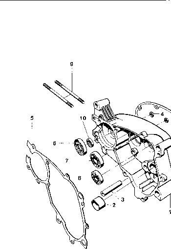 Explosietekening Motor / Gehäuse rechts 15 Kreidler Florett RS-G, RSH-G en RSH-GS vanaf 1978