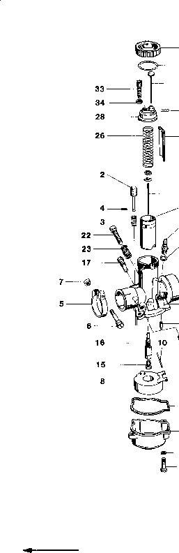 Explosietekening Motor / Vergaser 20 $, 29 Kreidler Florett RS-G, RSH-G en RSH-GS vanaf 1978