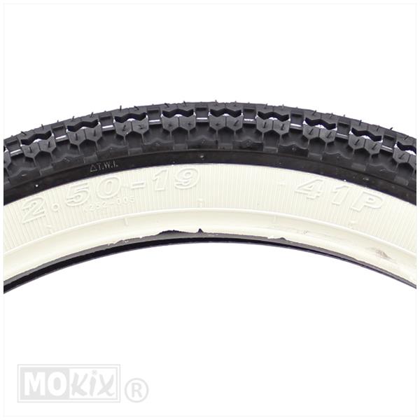 Buitenband Kenda 2.50x19 K252 4PR whitewall (wit) TT