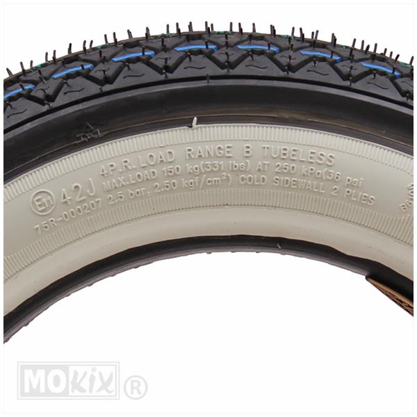 Buitenband 3.00-10 Kenda K333 whitewall tubeless