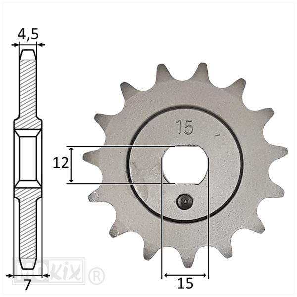 VOORTANDWIEL 3V/4V (415) 15tands IGM voor Kreidler