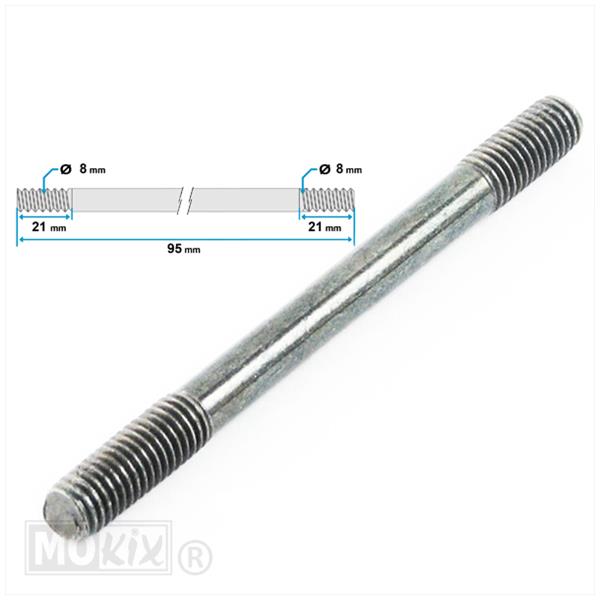CILINDER TAPEIND M8x95 (1) voor Kreidler