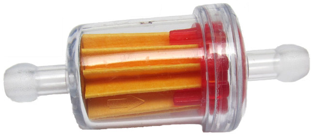 UNIVERSEEL SCOOTER BROMFIETS Benzinefilter plastic 6mm met papier filter PUCH MAXI KREIDLER TOMOS 25X34mm ROND voor Kreidler
