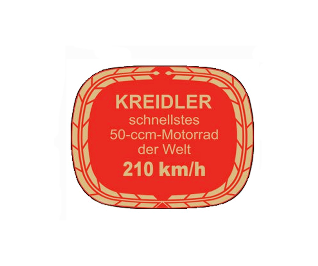 Transfer 210 KM/H 77.72 .07 schnellstes 50-ccm-Motorrad der Welt Sticker 80x65mm voor Kreidler