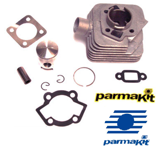 Cilinder + Zuiger 40mm 50cc Geforceerde koeling Parmakit smalle tap 45mm 5.2 pk 42100.00 schuine inlaat. voor Kreidler