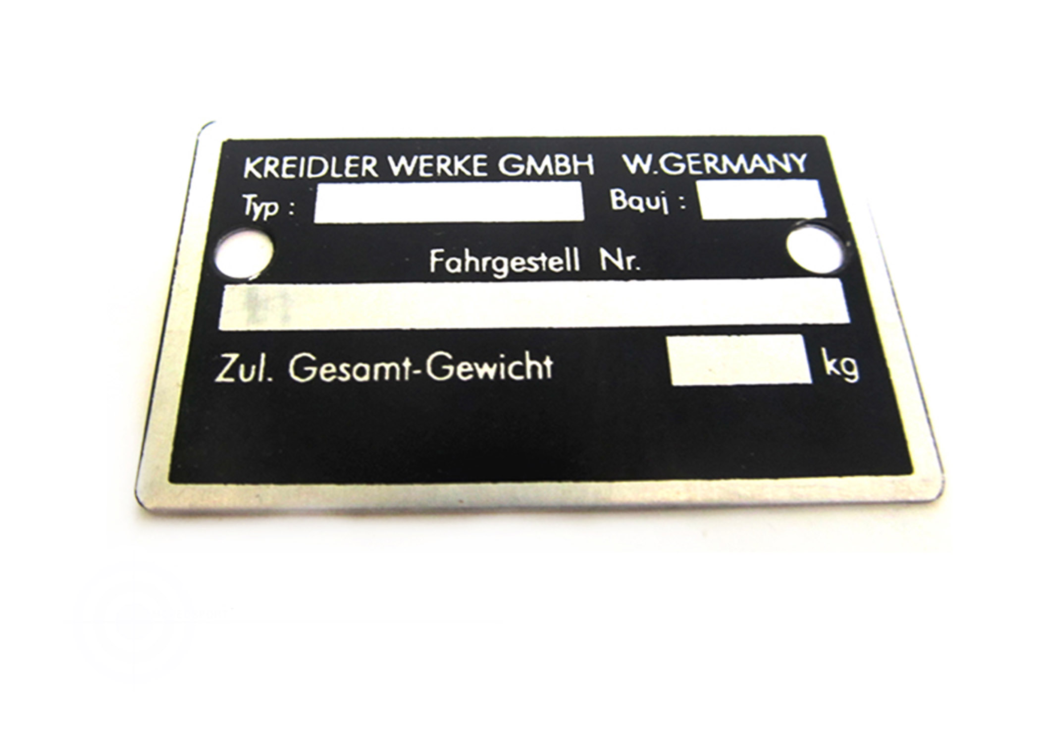KREIDLER Typeplaatje zwart aluminium nieuw model zilverkleurige rand 27.00.18 - Kreidler onderdeel