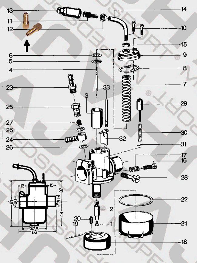 BROMFIETS PUCH MAXI UNIVERSEEL nr 11 Stelschroef 10MM-12MM-15MM-16MM-17MM Carburateur per stuk voor Kreidler