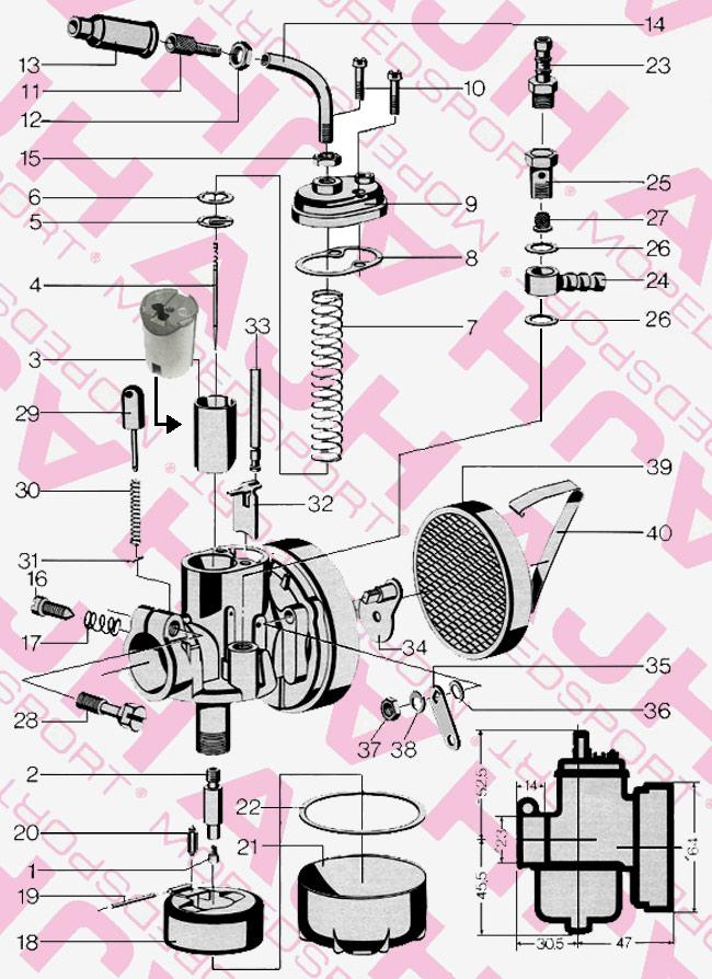 Gasschieber 17 mm für Kreidler