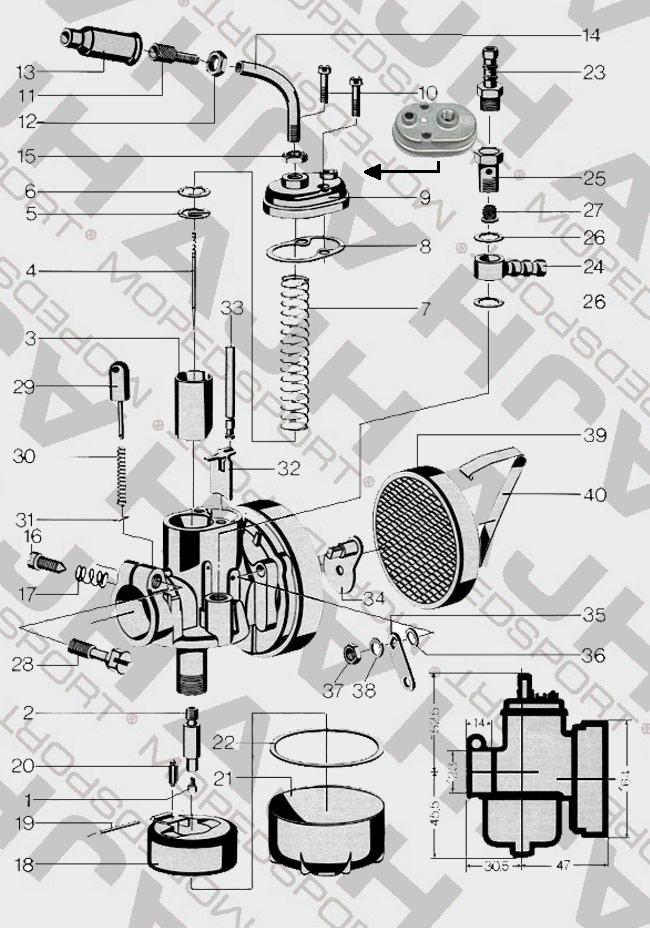 BING/BROMFIETS/KREIDLER NR 9 Deksel 1-17-54 1-17-37 1-16-59 16/17MM voor Kreidler