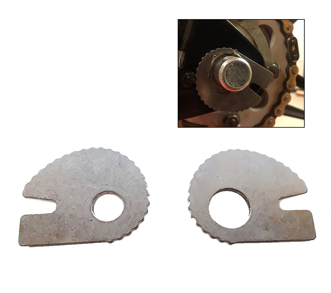 Kettingspannerset links en rechts ribbel (RVS 3mm) 67.94.11 / 67.94.12 kettingspanners voor Kreidler