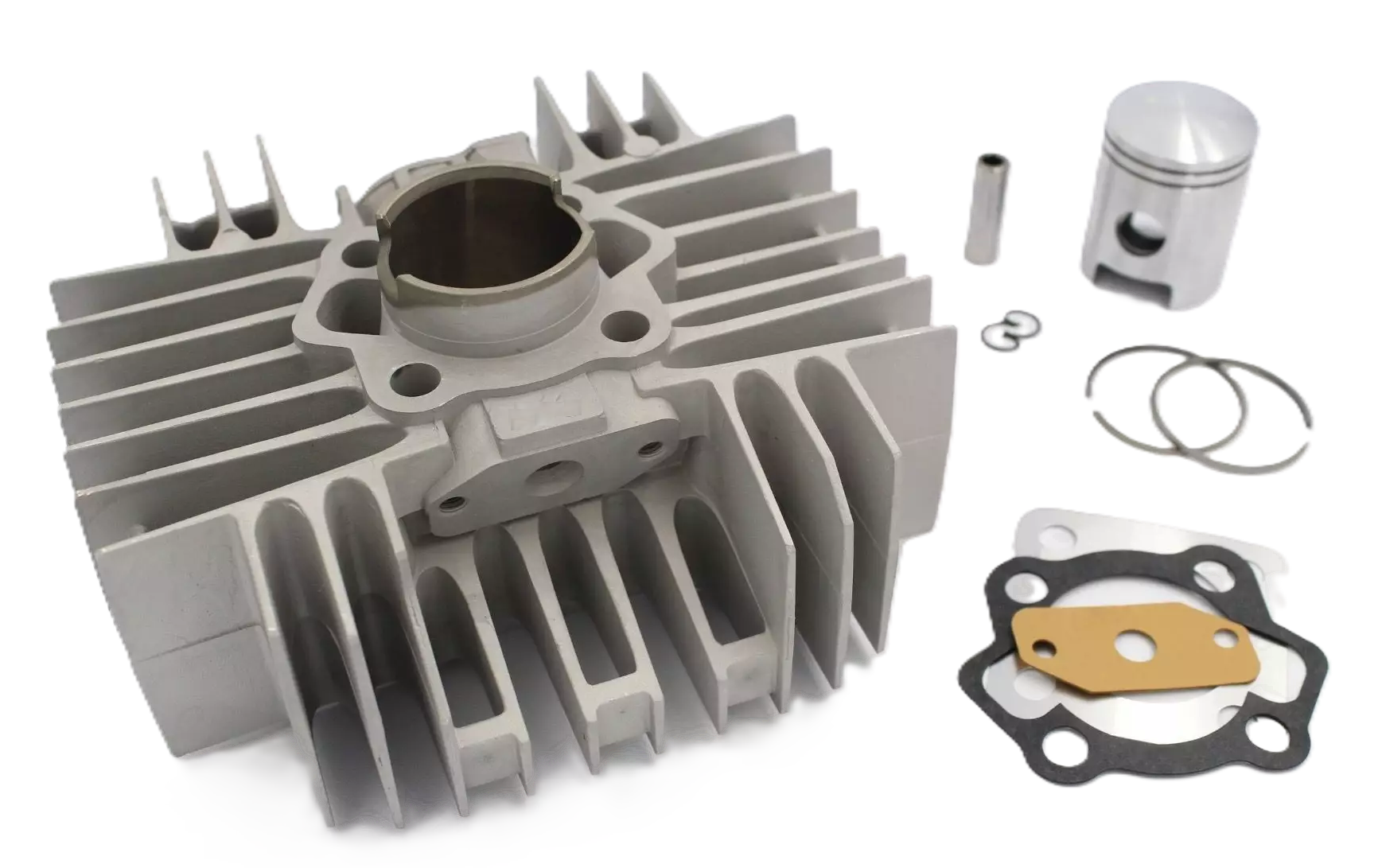 Cilinder + zuiger 50cc 40mm nieuwe type - smalle tap flens aansluiting (als origineel 1 PK) voor 2V / 3V en RMC 3V / 4V versnellingen rechte inlaat pistonpen 14mm aluminium / nicasil CILINDER ZUIGER SET 50CC voor Kreidler