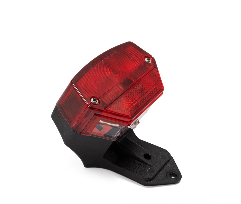 UNIVERSAL KREIDLER PUCH MOPED Achterlicht rood/rood met steun - met keurmerk type ULO - Kreidler: 87.81.96 - Puch: 349.4.55.300.0 - Bromfiets C50 518-16.735 - Kreidler onderdeel