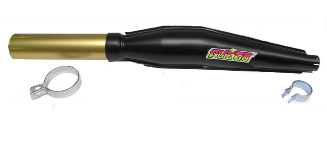 UNIVERSEEL SACHS BROMFIETS Uitlaatdemper 32mm zwart- goud eindstuk FUEGO voor Kreidler