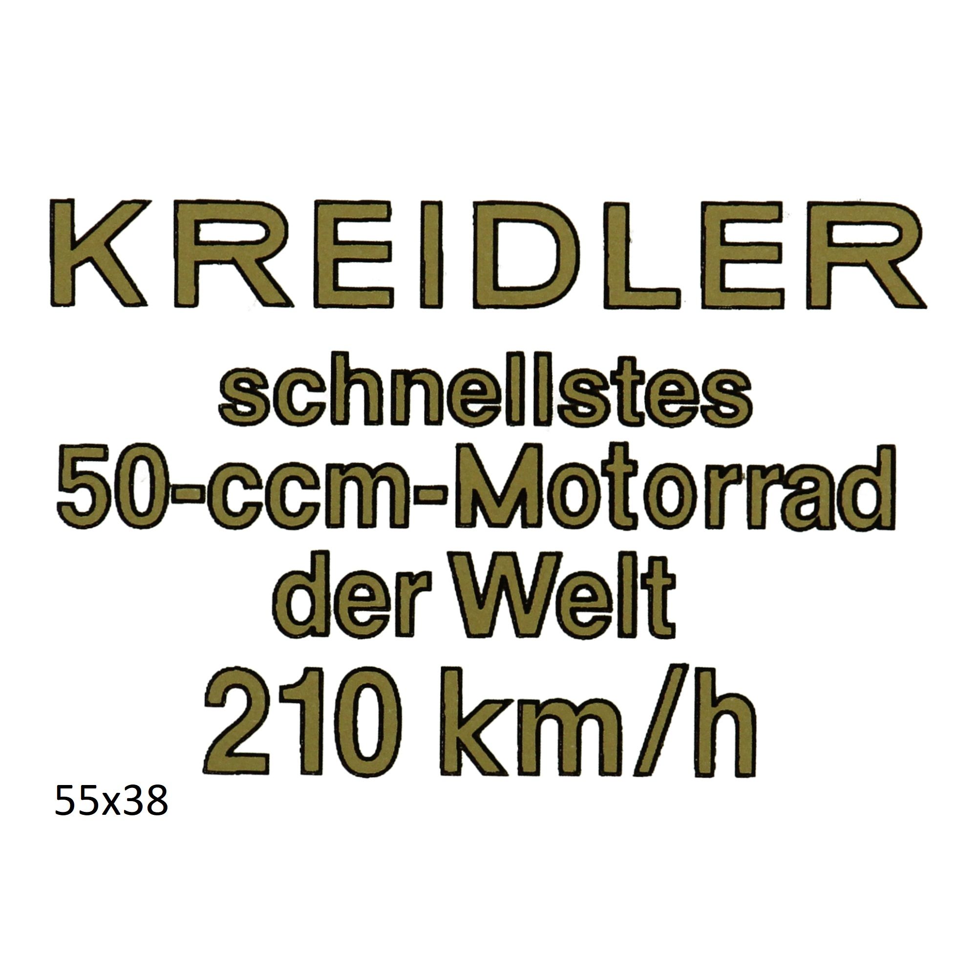 Sticker snellstes 50-ccm-motorrad der welt 210 km/h goud voor Kreidler