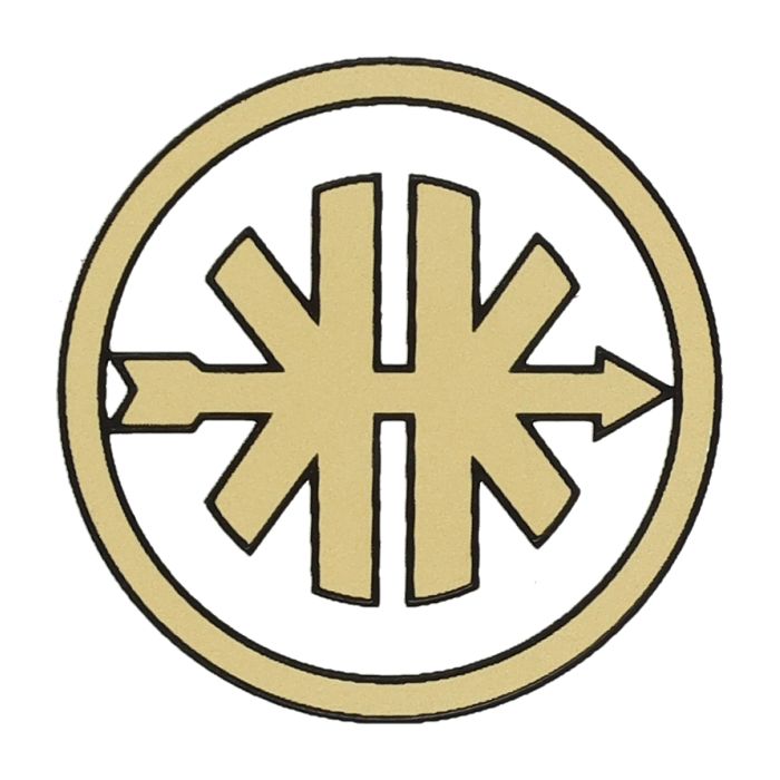 Sticker rond logo 3.5cm zwart/goud voor Kreidler