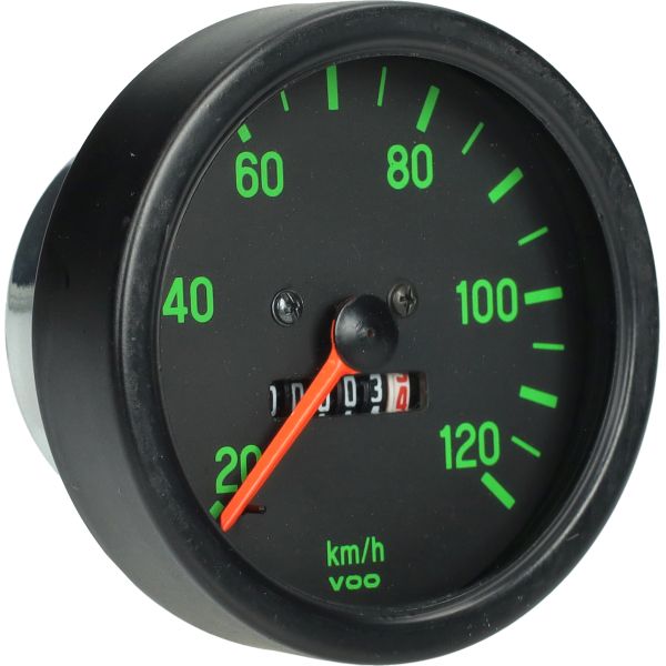 Km tellerklok 120km/u zwart/groen voor Kreidler