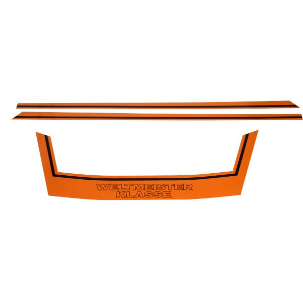 Stickerset buddyseat Weltmeister Klasse oranje voor Kreidler
